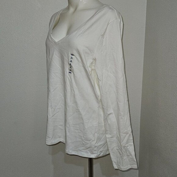 NEW Old Navy Tee Long-Sleeve Shirt V-neck White Size XL READ AS IS - Picture 6 of 15